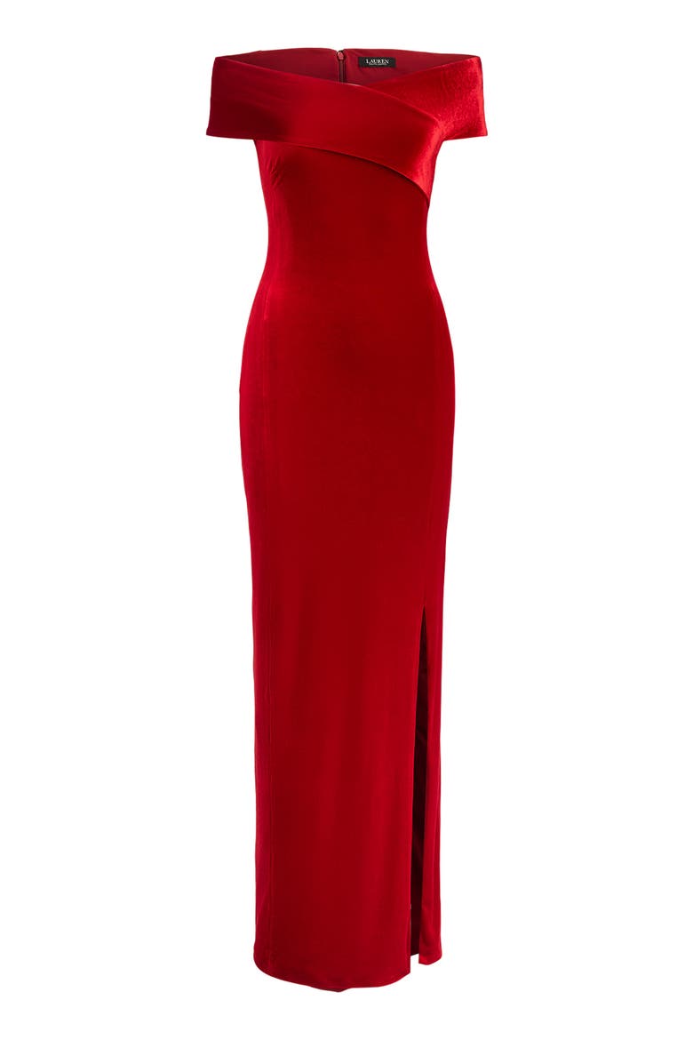 Luxe Velvet Column Dress, Alternate, color, LAUREN RED VELVET