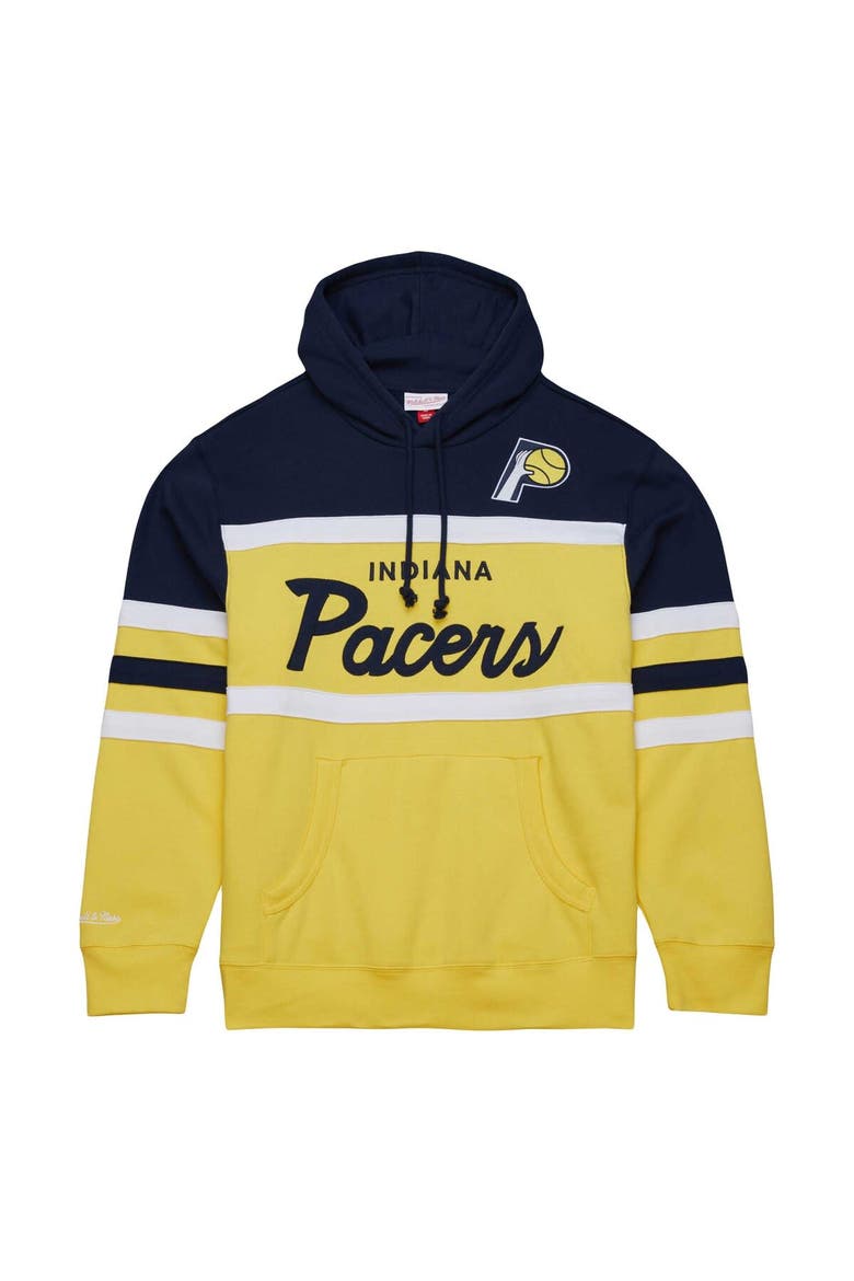 Men's Mitchell & Ness Navy/Gold Indiana Pacers Head Coach Pullover Hoodie, Alternate, color, Navy