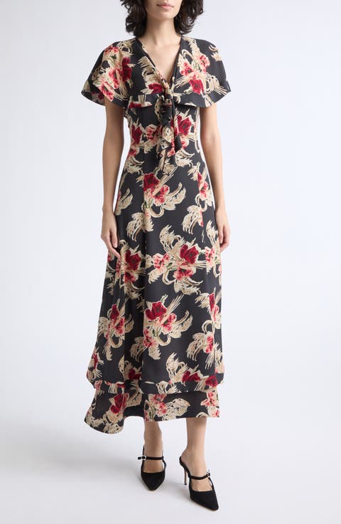 Antonetta Floral Tiered Midi Dress
