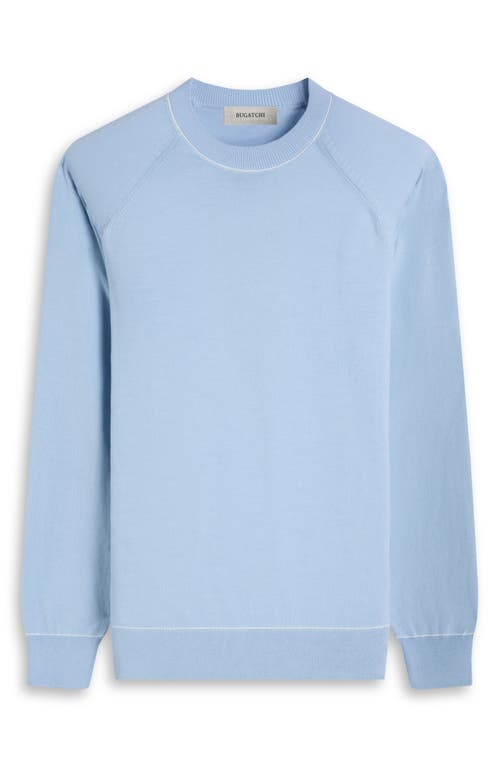 Bugatchi Tipped Cotton Blend Crewneck Sweater In Blue