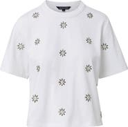 Veronica Beard Sebastian Floral Embellished Stretch Cotton T-Shirt