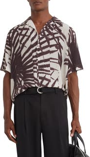 Reiss Shindora Relaxed Fit Palm Print Camp Shirt