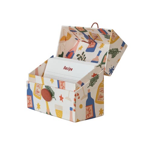 Printed Paper Recipe Box with 36 Recipe Cards, Multicolor
