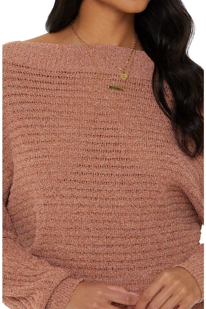 Ribbed Off the Shoulder Dolman Sleeve Sweater, Alternate, color, TAN
