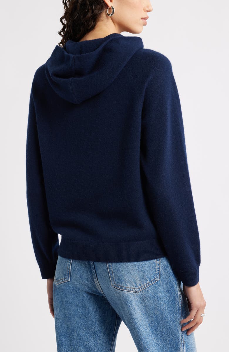 Nordstrom Cashmere Sweater Hoodie, Alternate, color, Navy Night