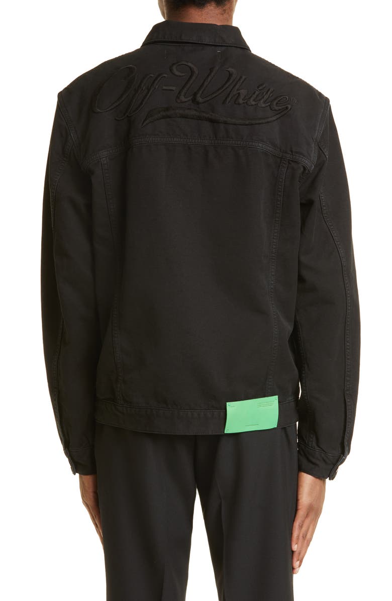 Off-White Wave Off Cotton Canvas Skate Jacket, Alternate, color, Black