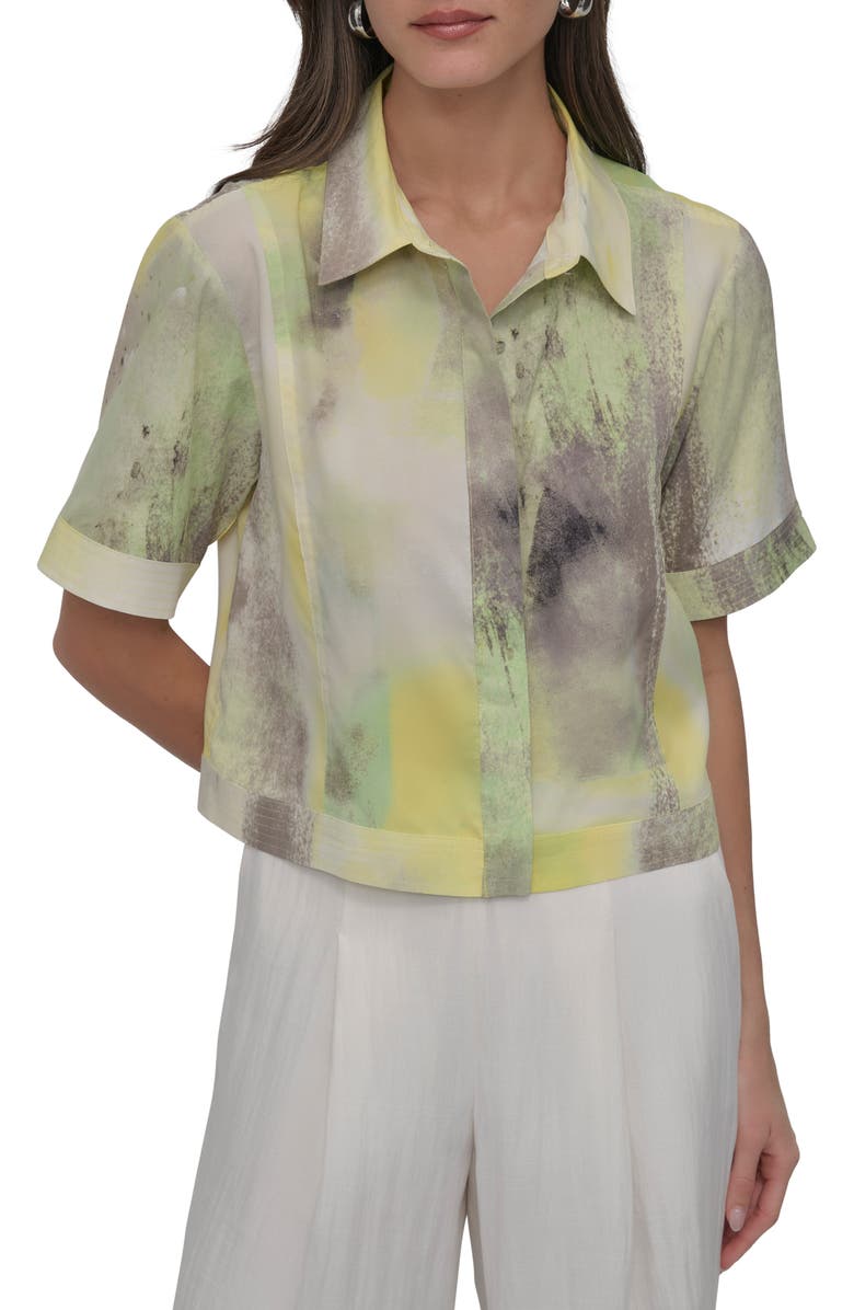 DKNY Print Camp Shirt, Main, color, Watercolor Hues