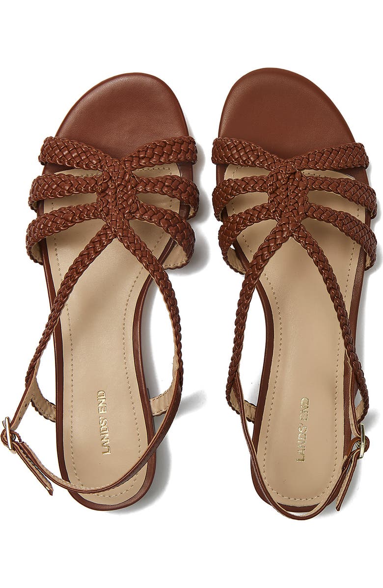 Lands' End Pasadena Braided Sandals, Alternate, color, Cognac