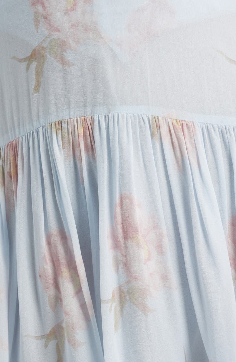 LoveShackFancy Auralie Floral Long Sleeve Minidress, Alternate, color, Blue Roan