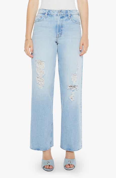 MOTHER The Spinner Sneak High Waist Ripped Wide Leg Jeans