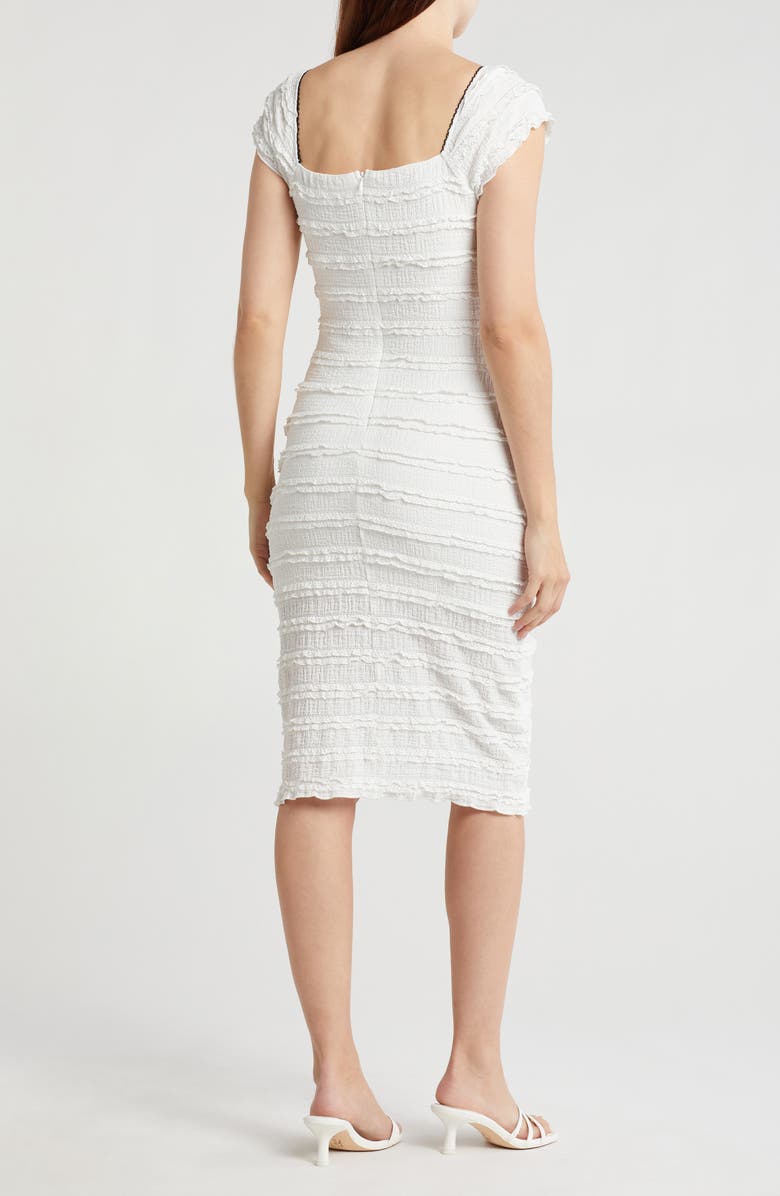 Lush Square Neck Ruffle Lace Body-Con Midi Dress, Alternate, color, Off White
