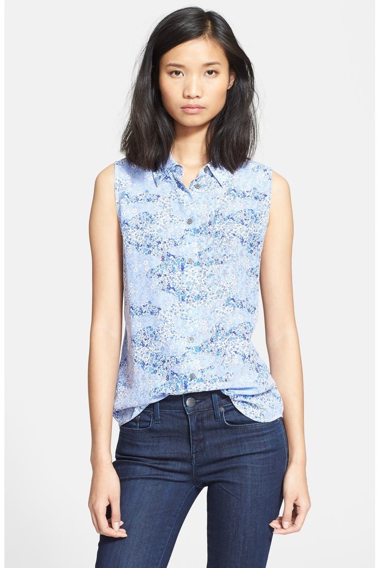 'Colleen' Print Silk Shirt, Main, color, AMPARO BLUE MULTI