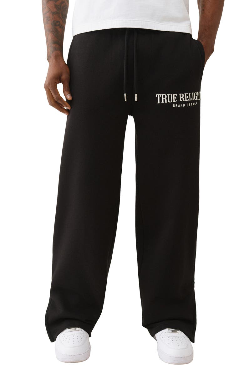 True Religion Baggy Zip Cuff Cotton Blend Sweatpants, Main, color,