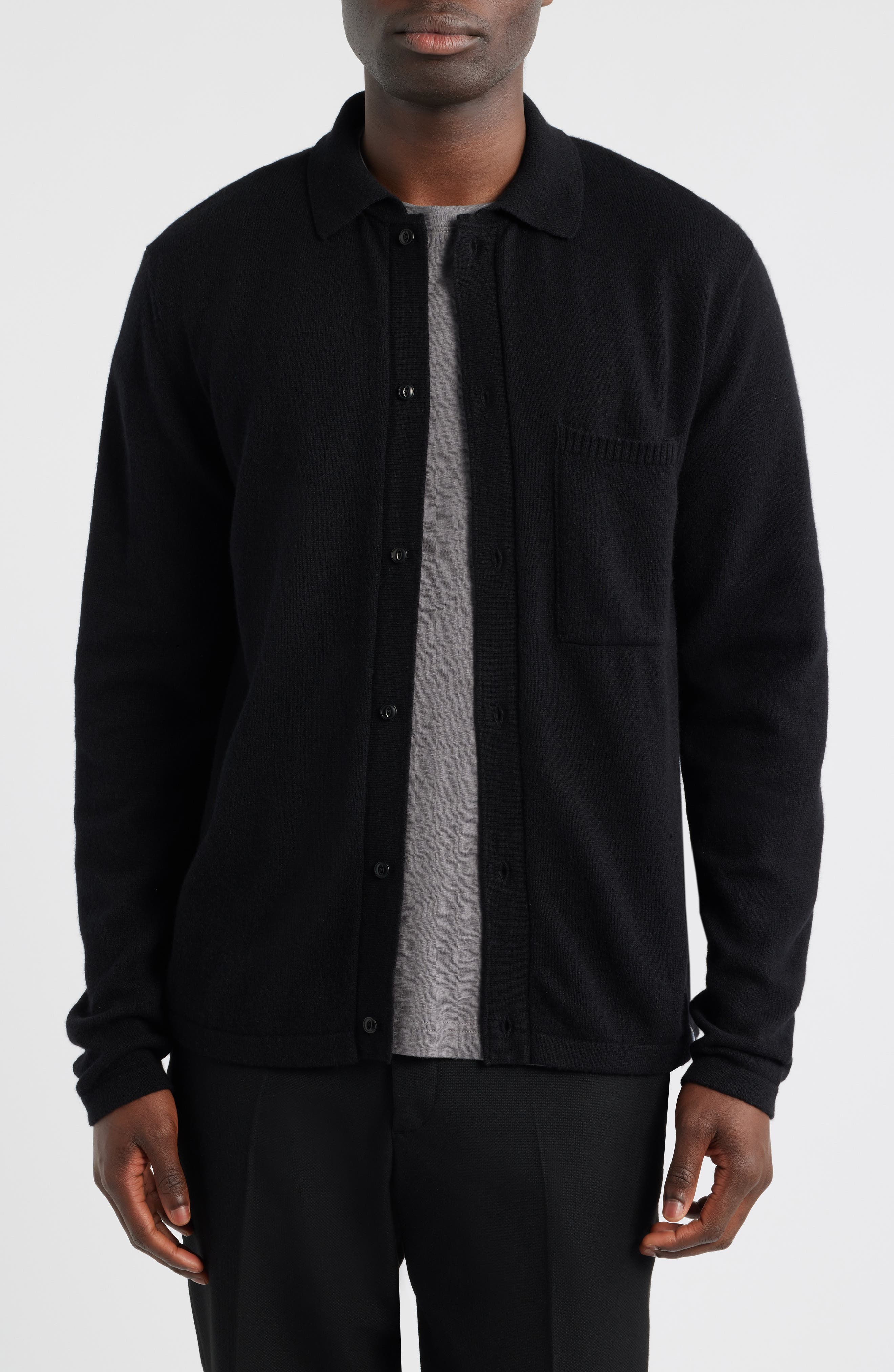 MERZ B SCHWANEN Relaxed Fit Merino Wool, Silk & Cashmere Cardigan