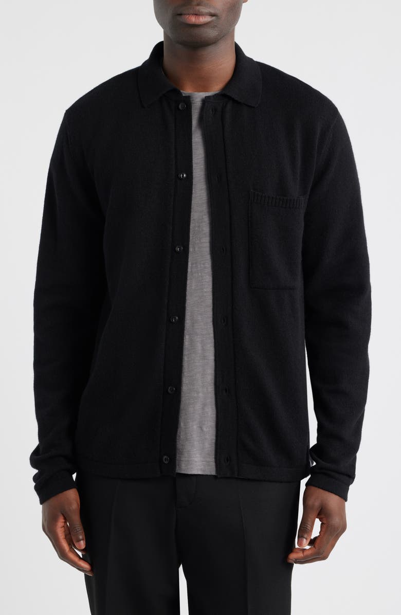 MERZ B SCHWANEN Relaxed Fit Merino Wool, Silk & Cashmere Cardigan, Main, color, Deep Black