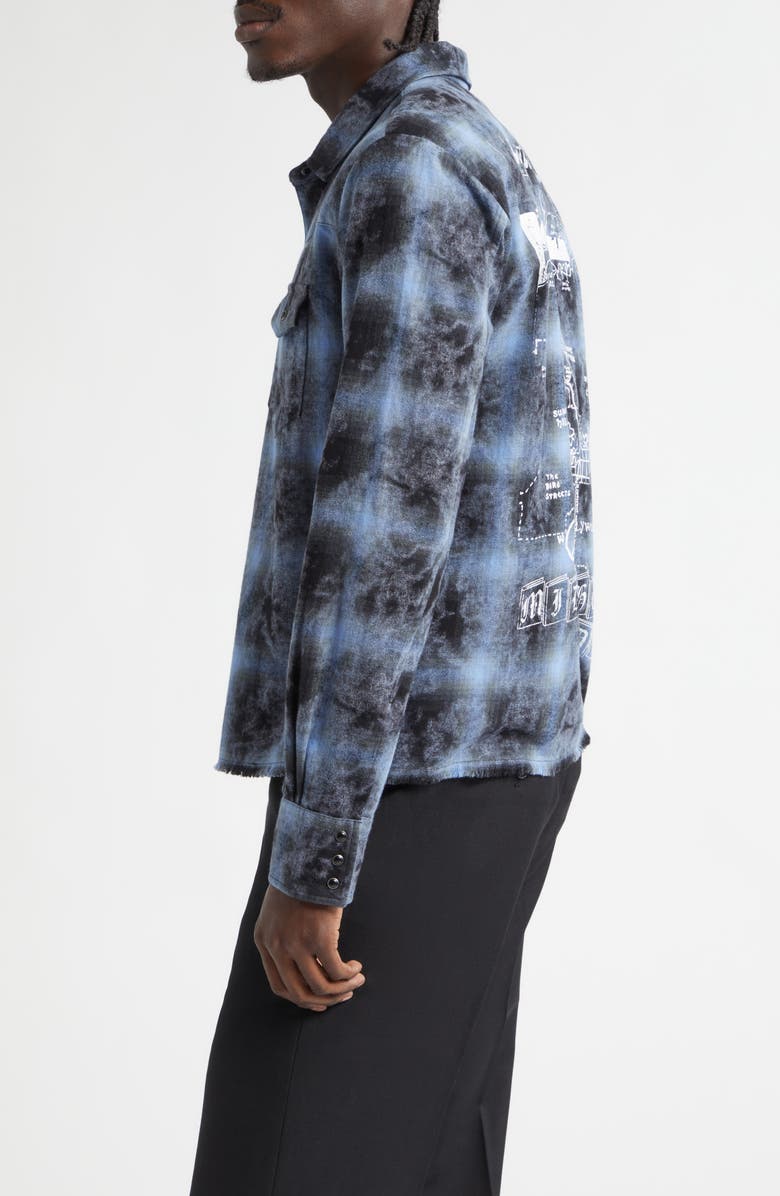 MIDNIGHT RODEO Laurel Canyon Plaid Flannel Graphic Shirt, Alternate, color, Overdye Blue