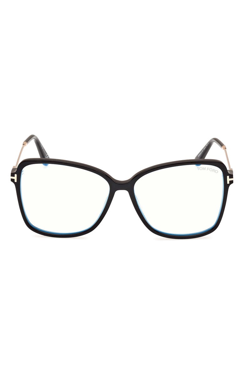 TOM FORD 53mm Butterfly Blue Light Blocking Glasses, Main, color, 