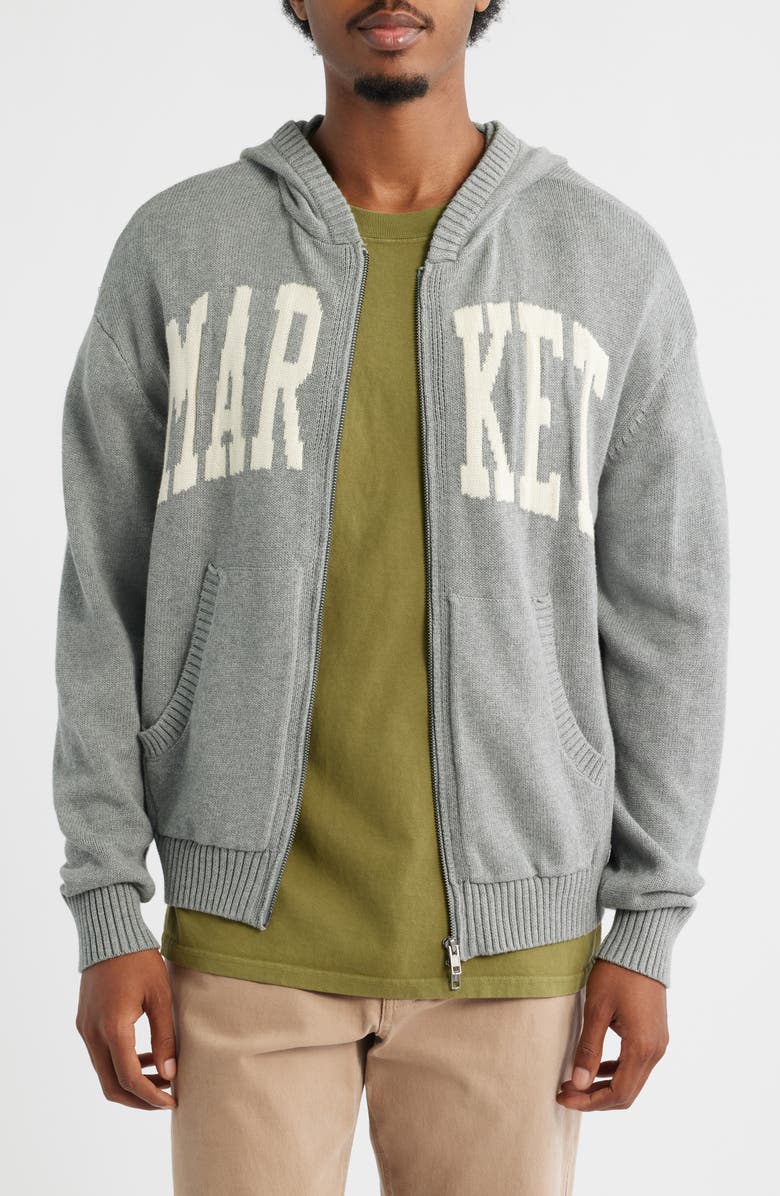 MARKET Classic Jacquard Zip Hoodie, Alternate, color, Heather Grey