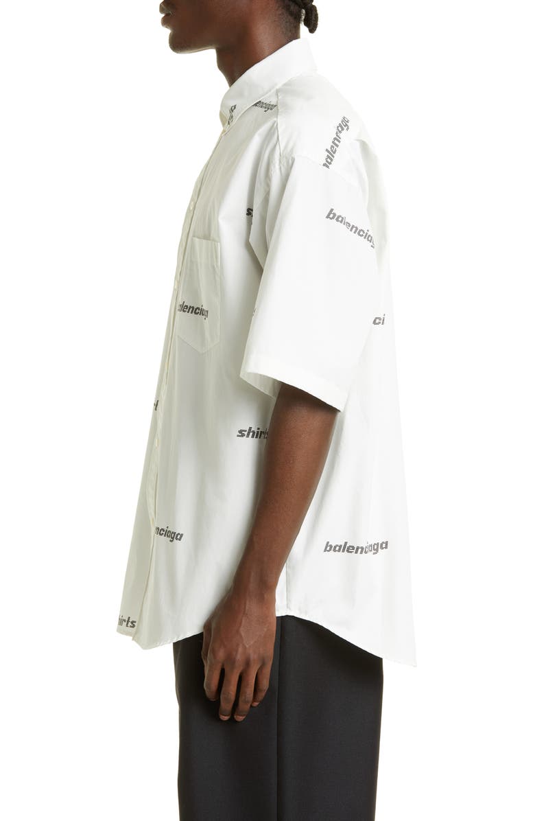 Balenciaga Shirt Logo Cotton Button-Down Shirt, Alternate, color, 