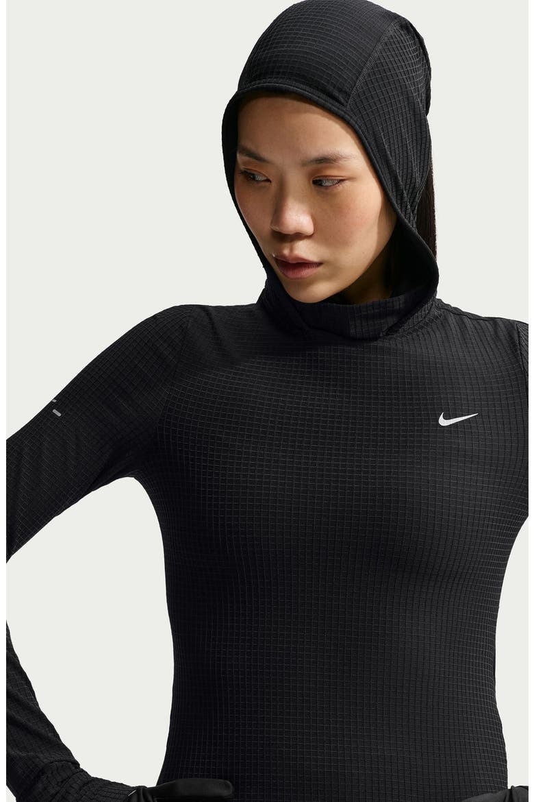 Swift Therma-FIT Performance Hooded Running Top, Alternate, color, 010 BLACK/REFSIL