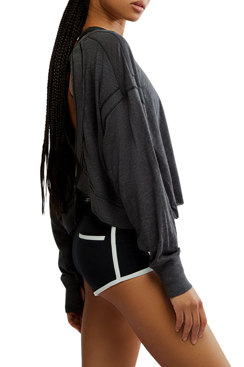 FP Movement My Time Layer Open Back Crop Top, Alternate, color, BLACK