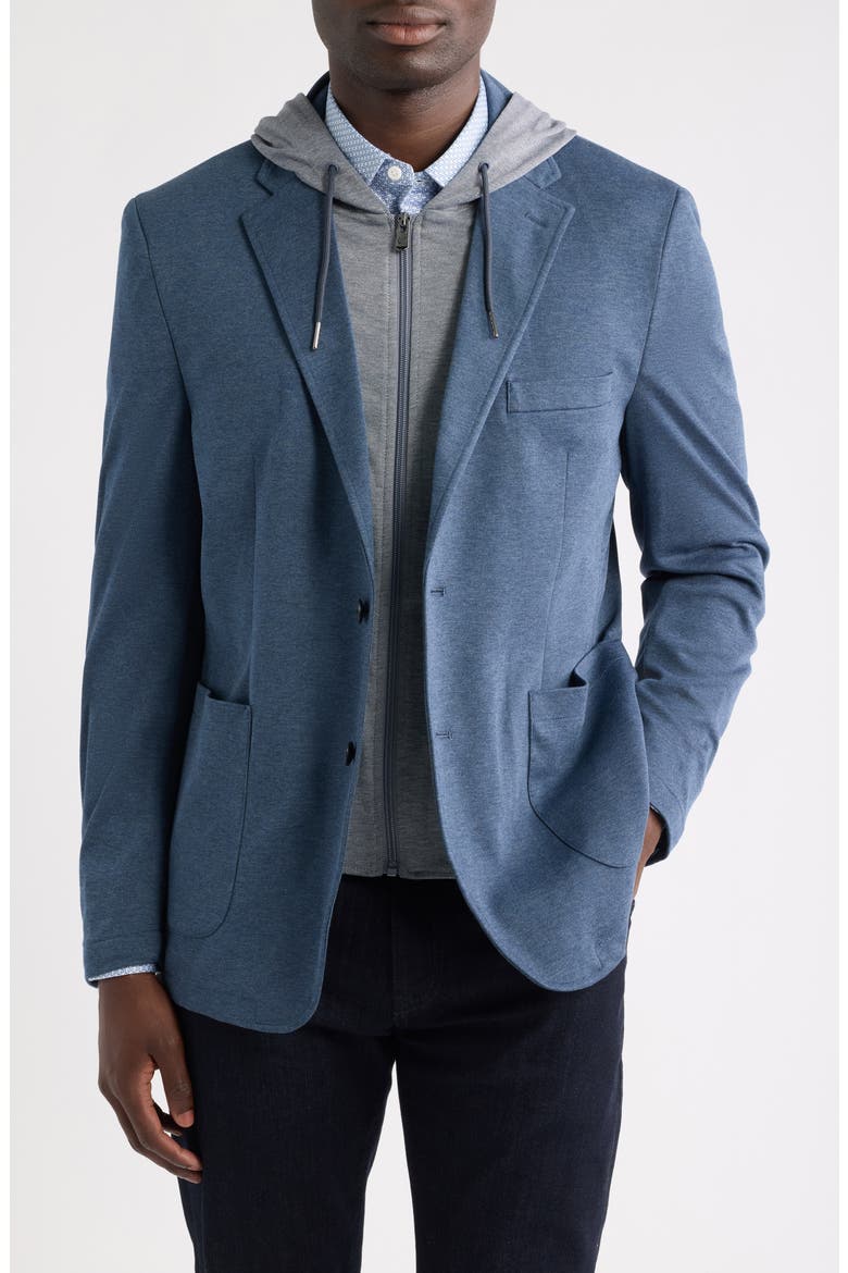 XC Flex Pinnacle Hooded Knit Sport Coat, Main, color, NAVY BIRDSEYE