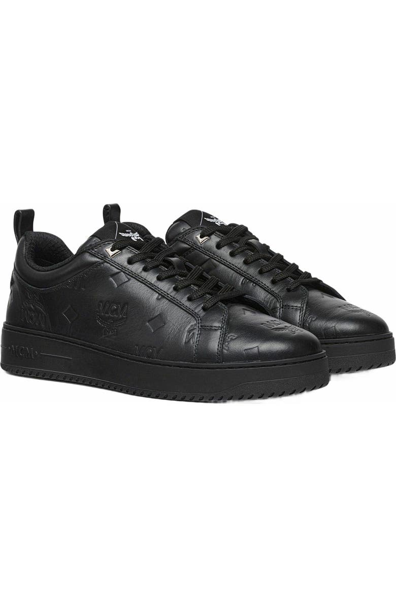 MCM Neo Terrain Lo Sneakers in Monogram Leather, Main, color, Black