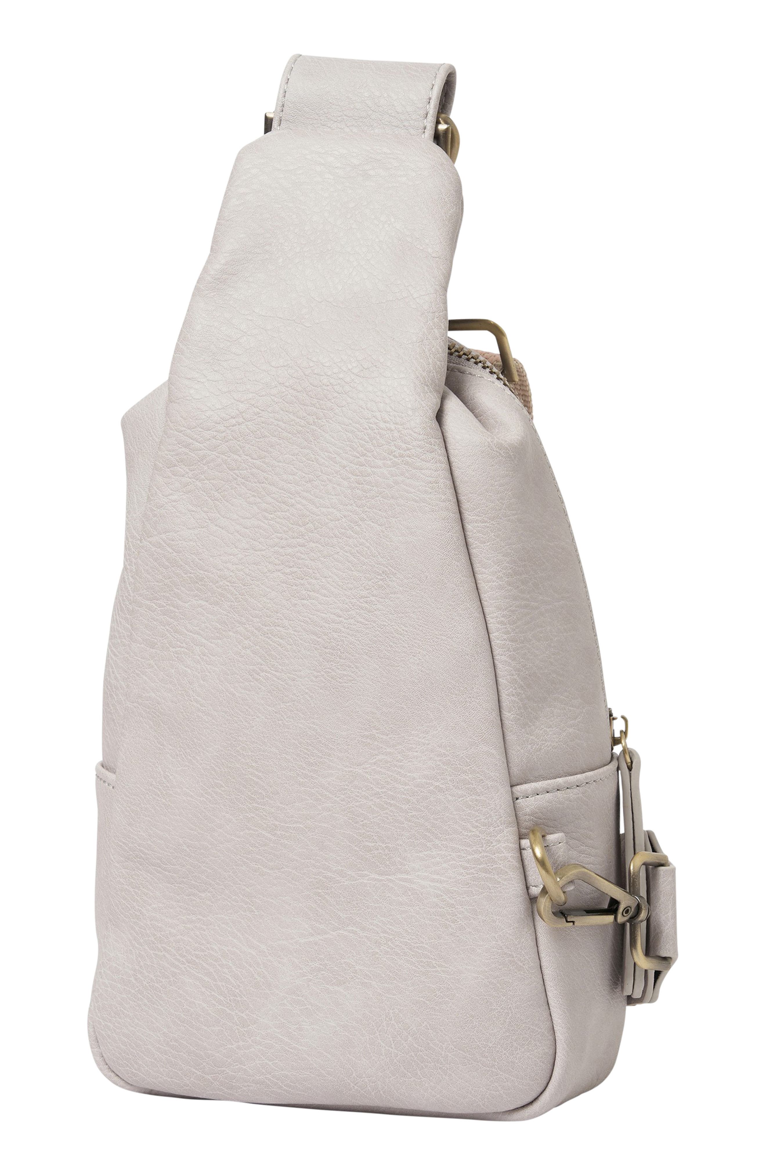 Urban Originals Liberty Vegan Leather Messenger Bag, Alternate, color, Grey/ Pink