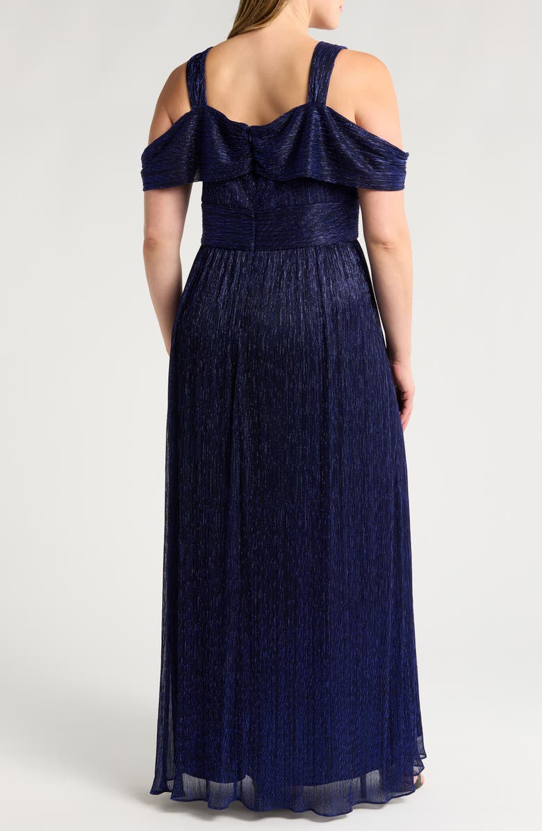 Alex Evenings Metallic Cold Shoulder Gown, Alternate, color, 