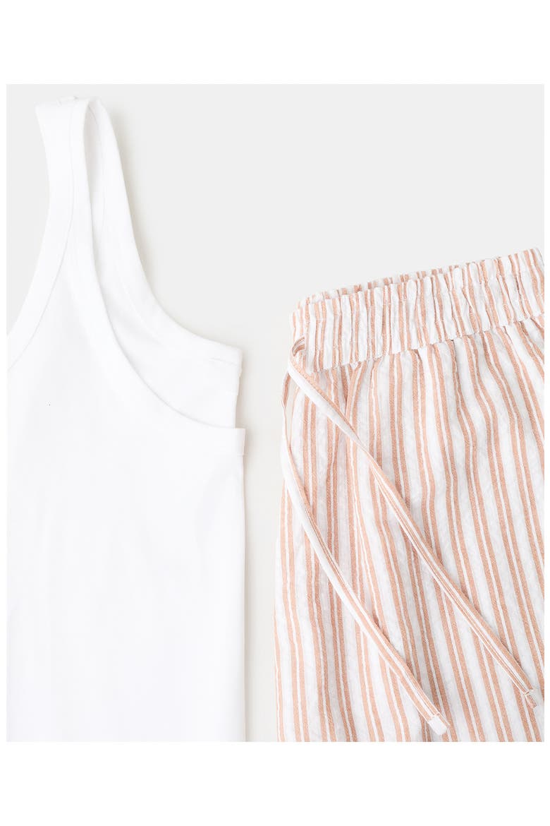 Two-Piece Stripe Short Pajamas, Alternate, color, RUSSET