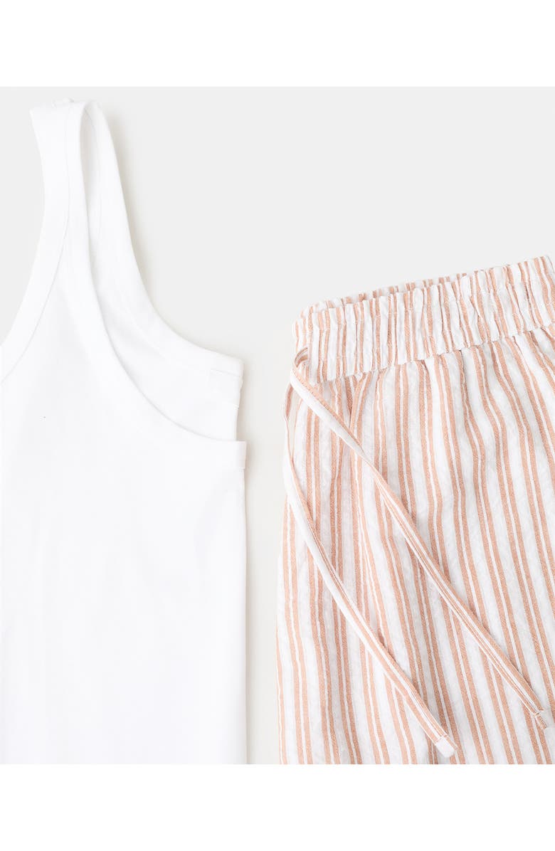 MANGO Two-Piece Stripe Short Pajamas, Alternate, color, Russet