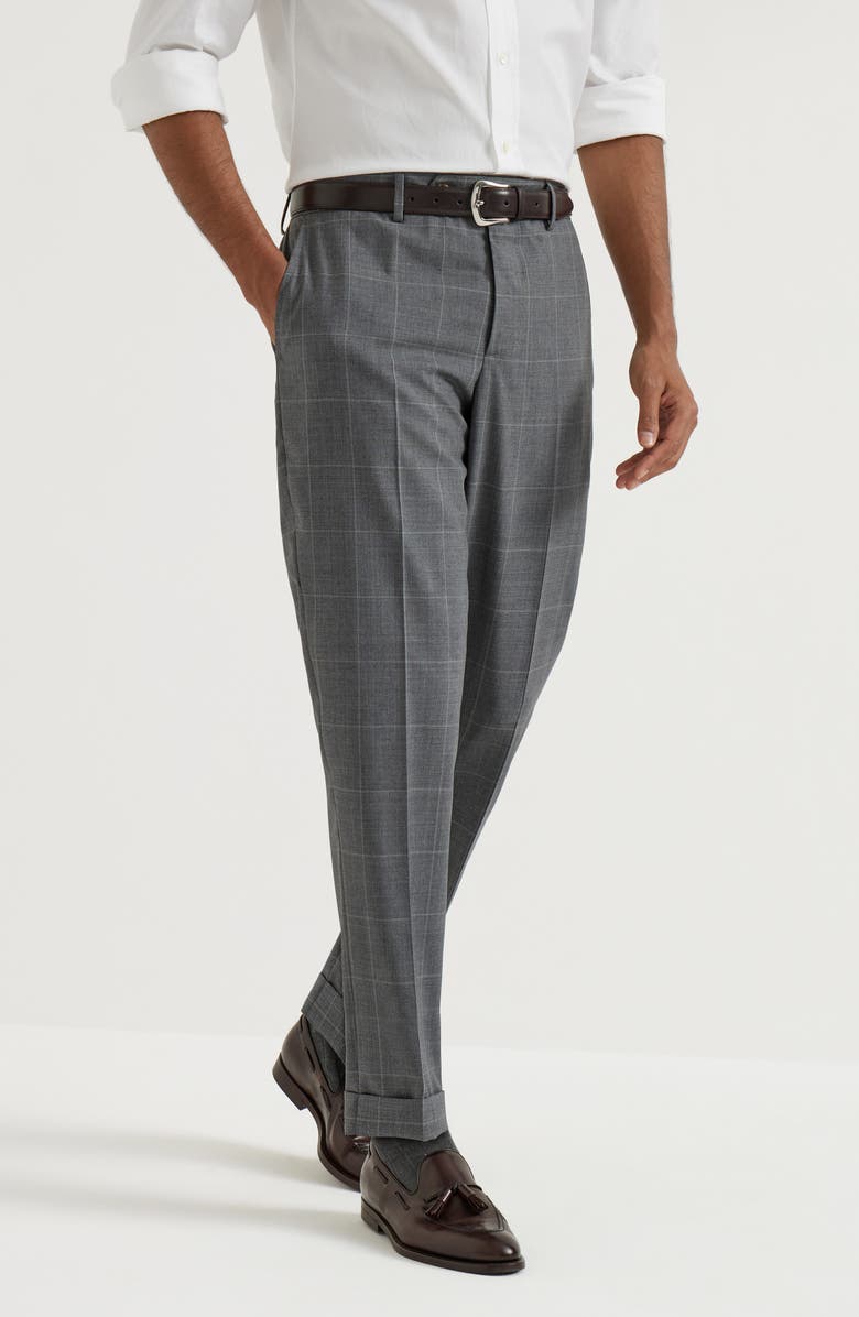 Brunello Cucinelli Virgin wool trousers, Alternate, color, Grey