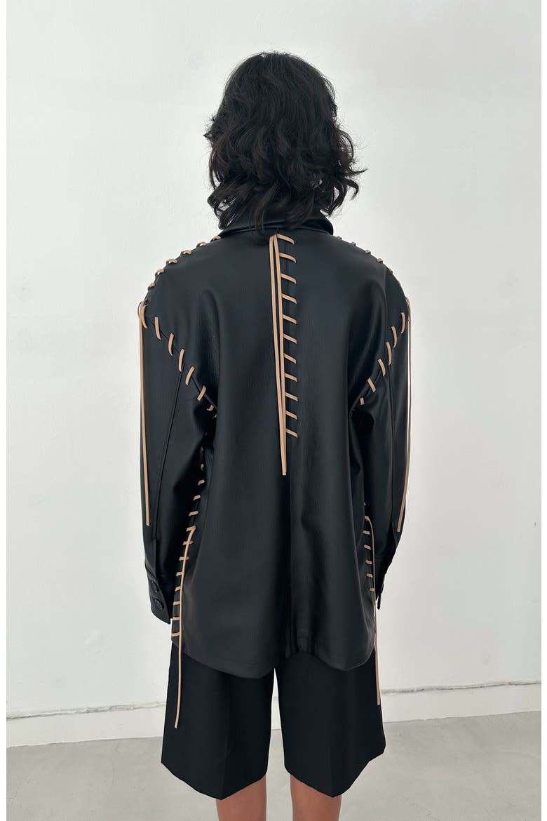 Milla Oversized Faux Leather Jacket, Alternate, color, Black