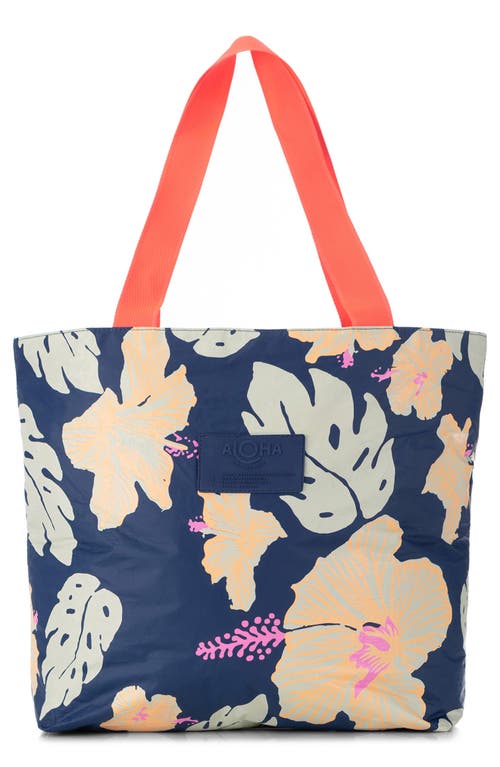 Aloha Collection Papeʻete Day Tripper Water Resistant Tyvek® Tote In Neon Moon/navy