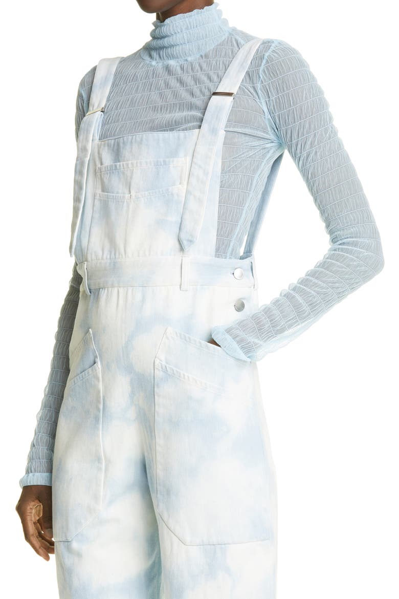 Print Denim Overalls, Alternate, color, LIGHT BLUE