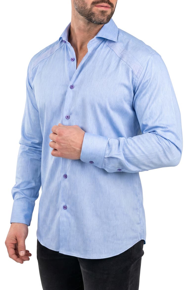 Cotton Button Up Shirt, Alternate, color, BLUE