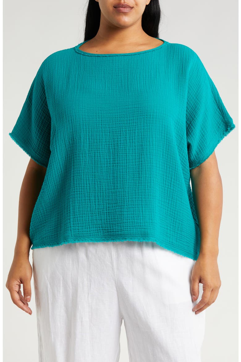 Dolman Sleeve Organic Cotton Gauze Top, Main, color, ESMERALDA