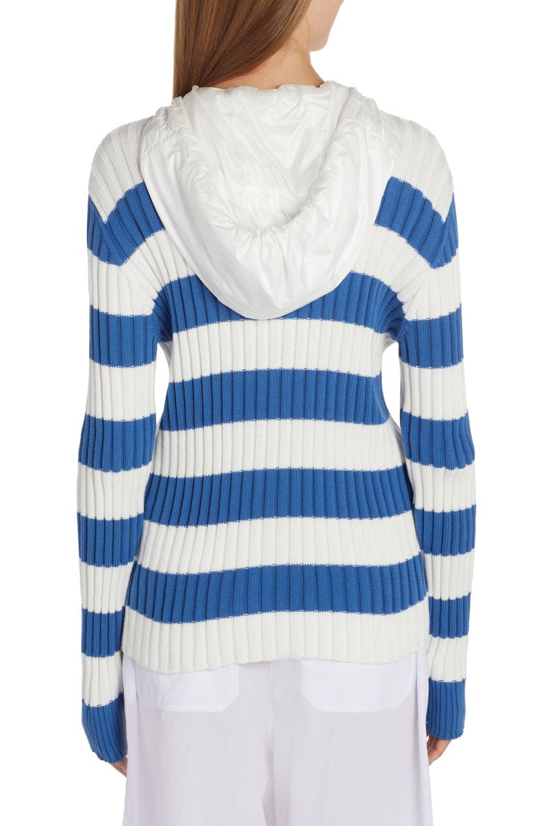 Moncler Stripe Cotton Hooded Sweater, Alternate, color, 