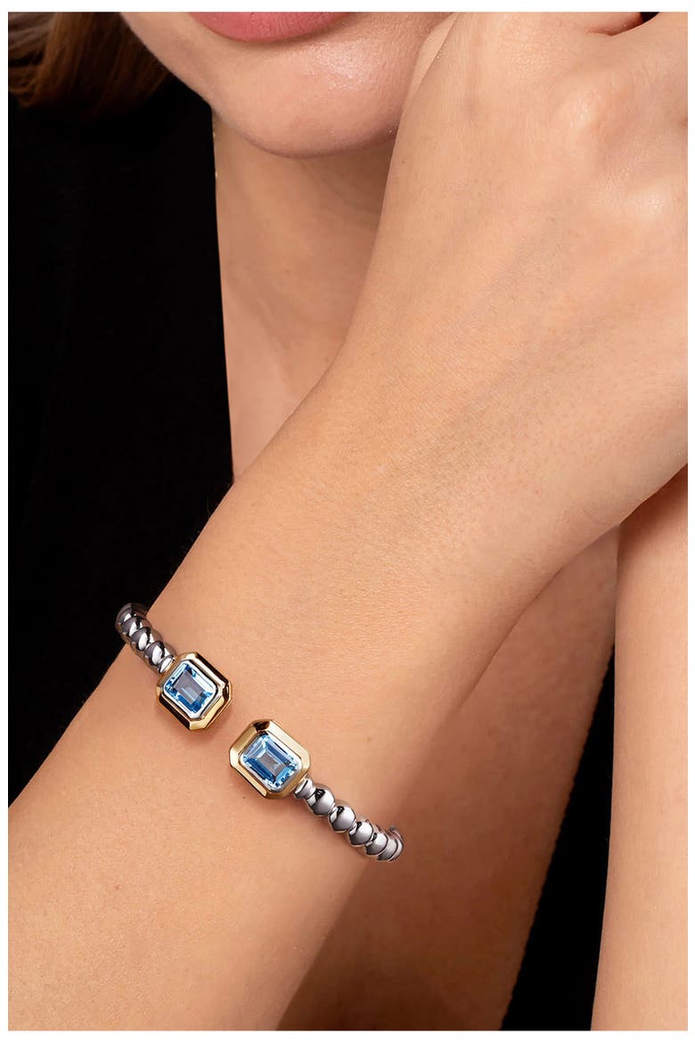 Bujukan 14k Gold & Sterling Silver Blue Topaz Bangle, Alternate, color, STERLING / 14K/ BLUE TOPAZ