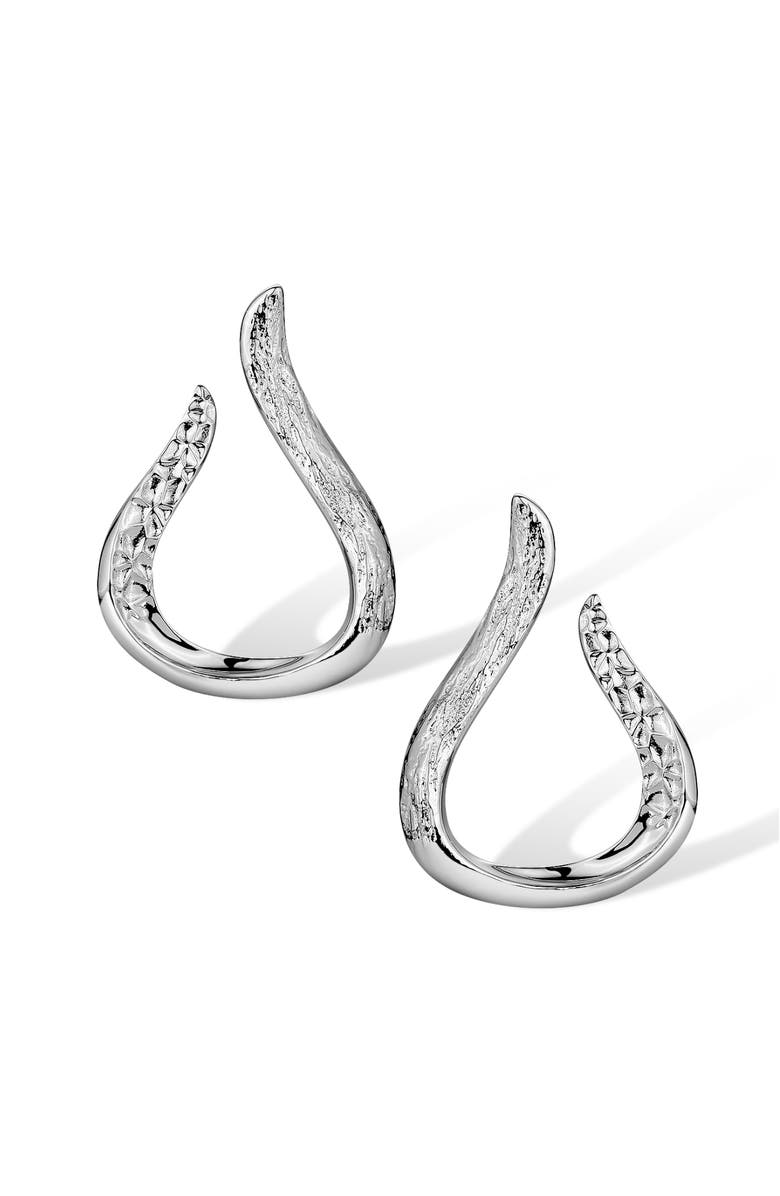 RETRO CHIC Wave Round Earrings, Alternate, color, Silver