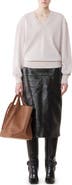 Lanvin V-Neck Merino Sweater With Grosgrain Detail