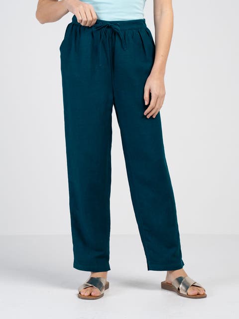 Tapered Linen Blend Trousers