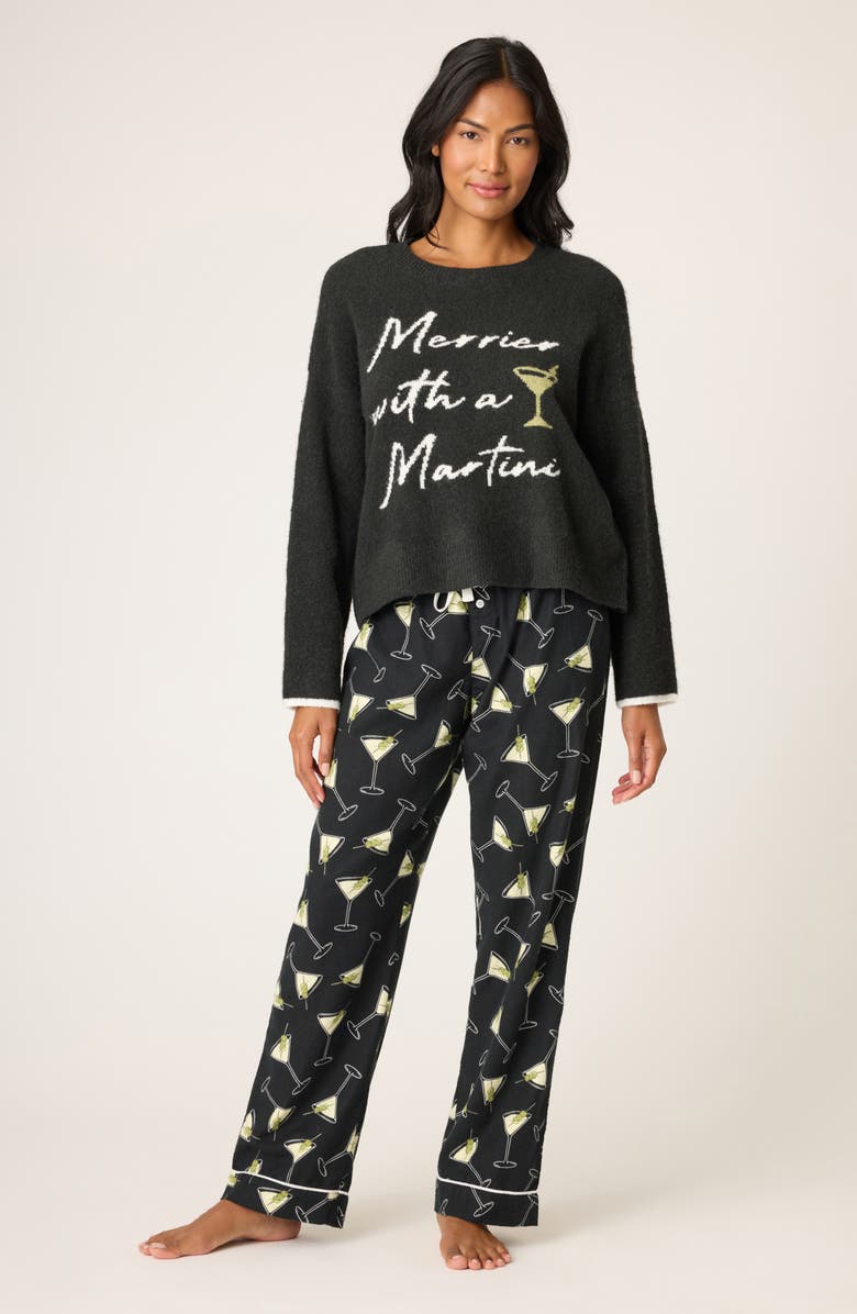 PJ Salvage Merrier with a Martini Oversize Lounge Sweater, Alternate, color, Black