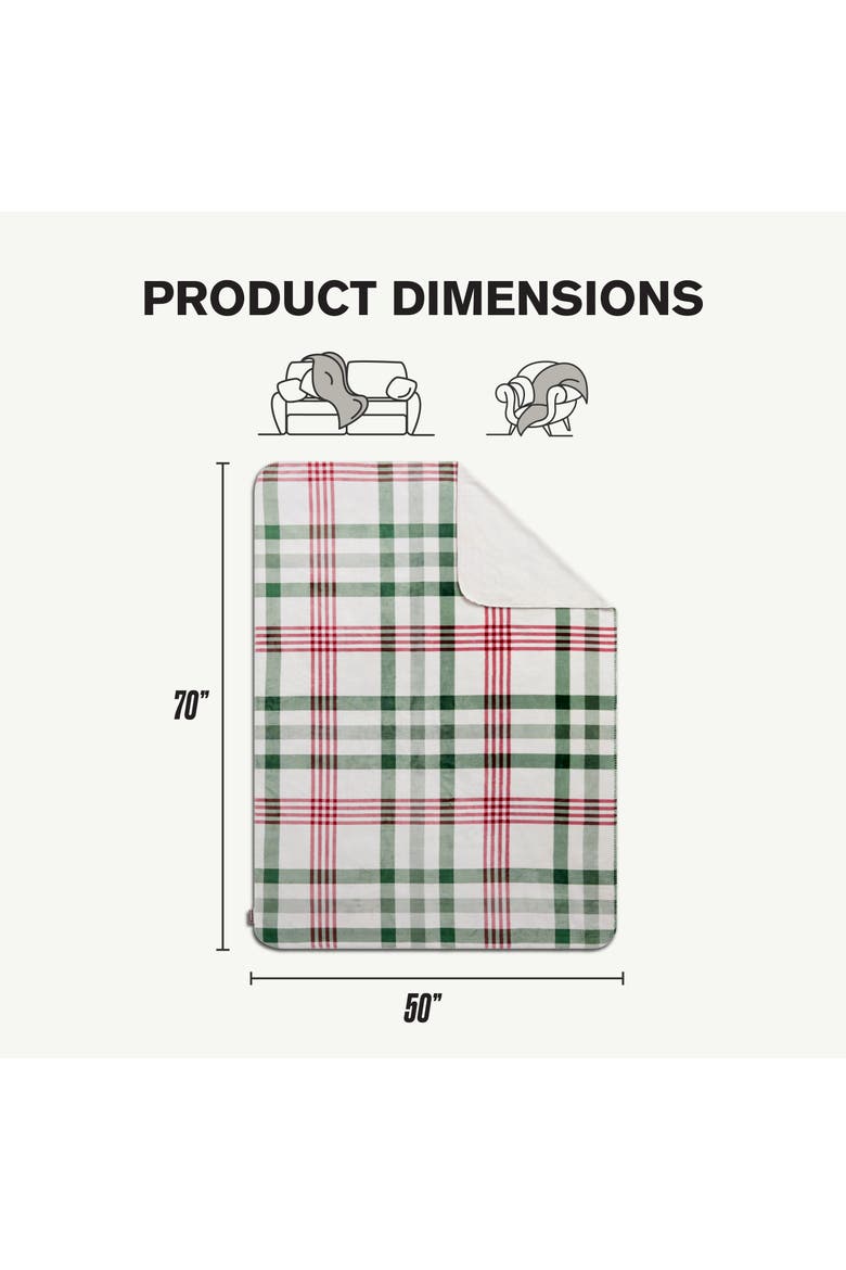 Reversible Plush Throw Blankets, Alternate, color, Noellia Juniper Plaid