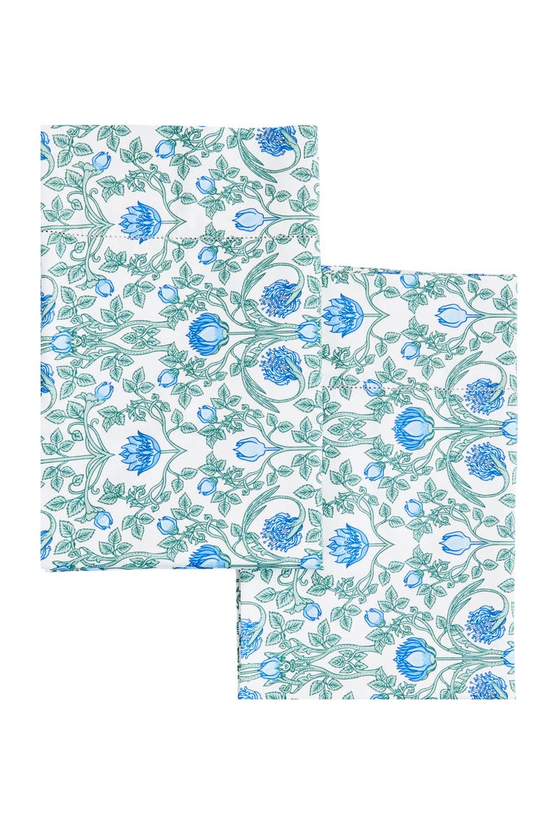 Floral Cotton Pillowcase Set, Alternate, color, BLUE