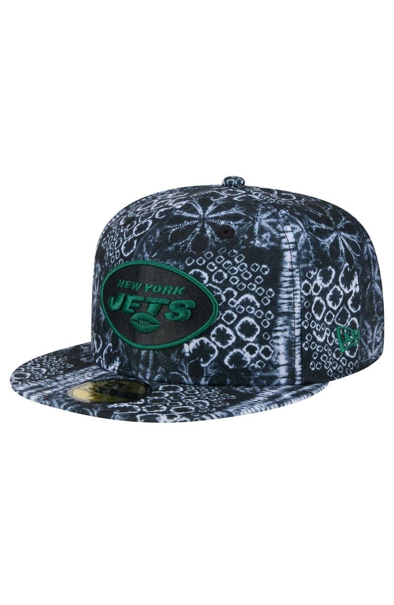 New Era Men's New Era Black New York Jets Shibori 59FIFTY Fitted Hat, Main, color, Black