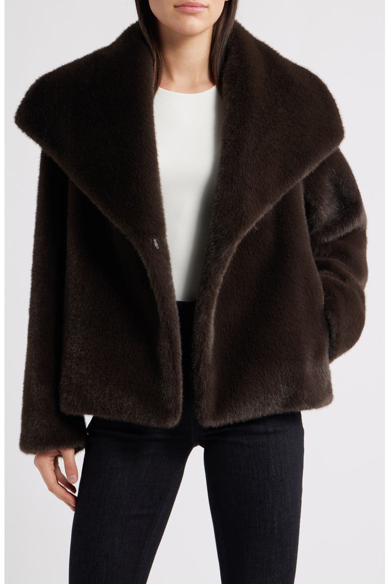 Faux Fur Jacket, Alternate, color, CAFE NOIR