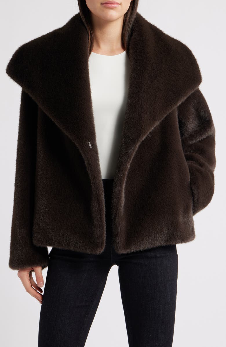 Sam Edelman Faux Fur Jacket, Alternate, color, Cafe Noir