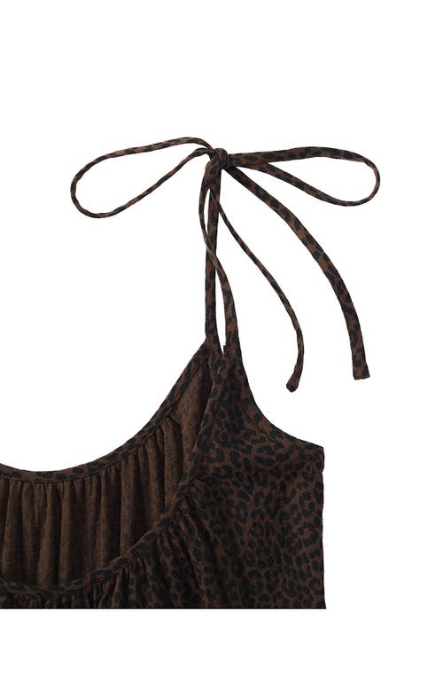 Lands' End Cotton Gauze Metallic Tiered Mini Cover-up Dress In Brown