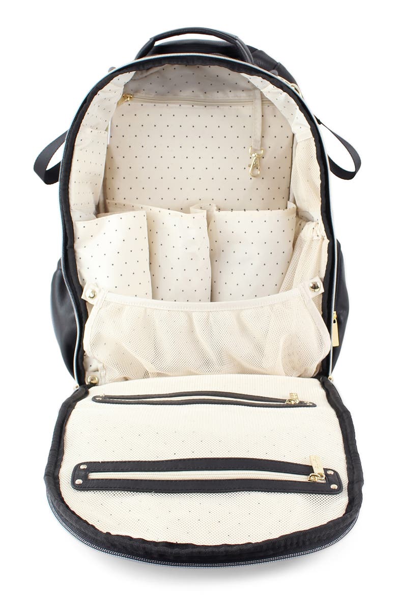 Boss Faux Leather Diaper Bag, Alternate, color, BLACK/ GOLD STUDS